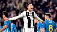 Ronaldo celebrates his 4th hat-trick in the Champions League knockout stage, against Atlético in 2018-19